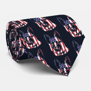 German Shepherd USA Flag Custom Krawatte