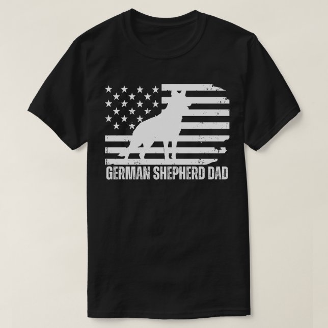 German Shepherd Vater USA Flag, Patriotic Dog Pate T-Shirt (Design vorne)