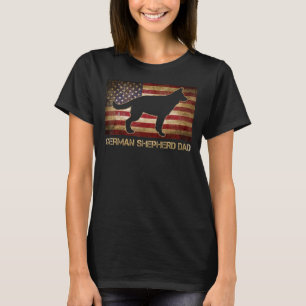 German Shepherd Vater Vintag American Flag Patriot T-Shirt