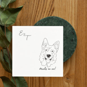 German Shepherd Wedding Cocktail Napkins Serviette