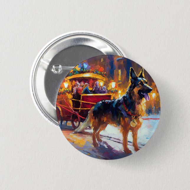 German Shepherd Weihnachtsfeiertage Button (Vorne & Hinten)