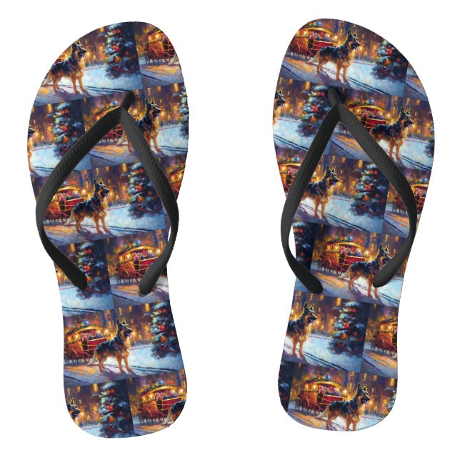 German Shepherd Weihnachtsfeiertage Flip Flops (Fußbett)