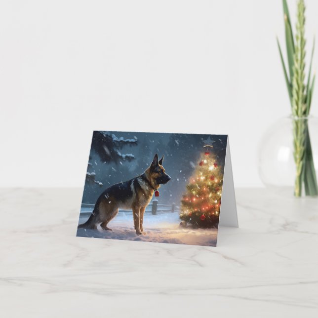 German Shepherd Weihnachtsfeiertage Karte (Vorderseite)