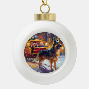 German Shepherd Weihnachtsfeiertage Keramik Kugel-Ornament