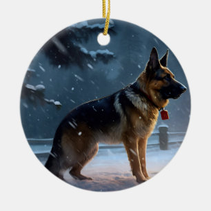 German Shepherd Weihnachtsfeiertage Keramik Ornament