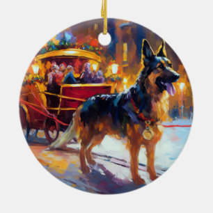 German Shepherd Weihnachtsfeiertage Keramik Ornament