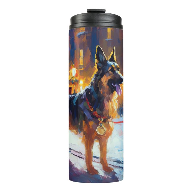 German Shepherd Weihnachtsfeiertage Thermosbecher (Vorderseite)