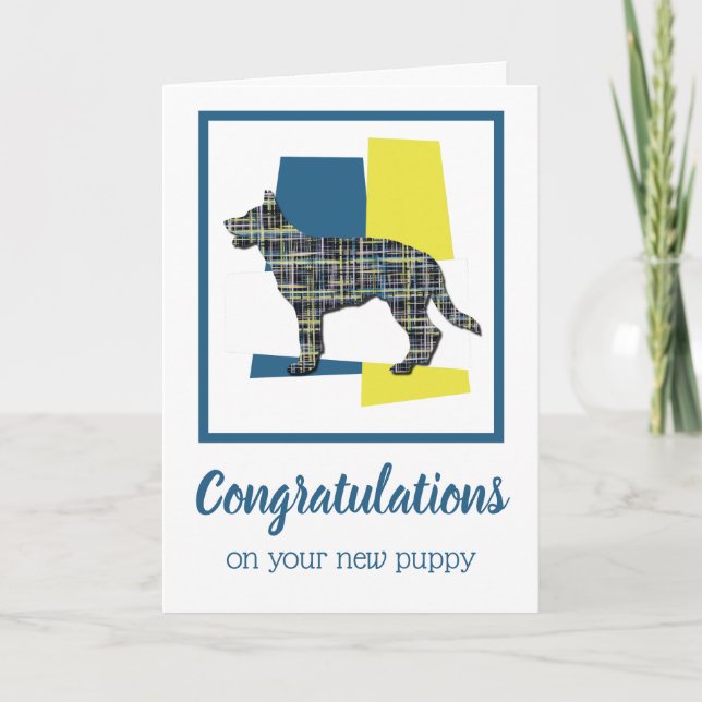 German Shepherd Welppy Gratulation Gruß Karte (Vorderseite)