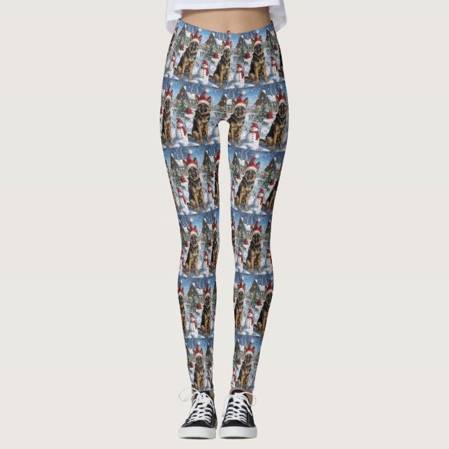 German Shepherd Winter Wonderland Christmas Joy Leggings (Vorderseite)