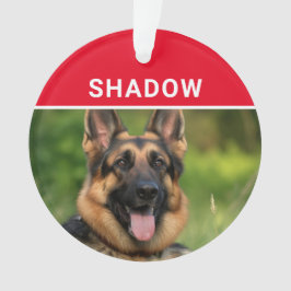 German Shepherd with Dog's Name Photo Christmas Ornament