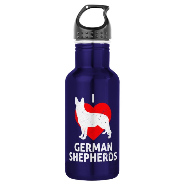 German Shepherd Wolf Dog Edelstahlflasche (Vorderseite)