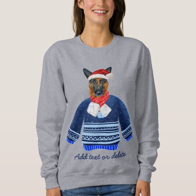 German Shepherd Xmas Ugly Christmas Dog Mama Sweatshirt (Vorderseite)
