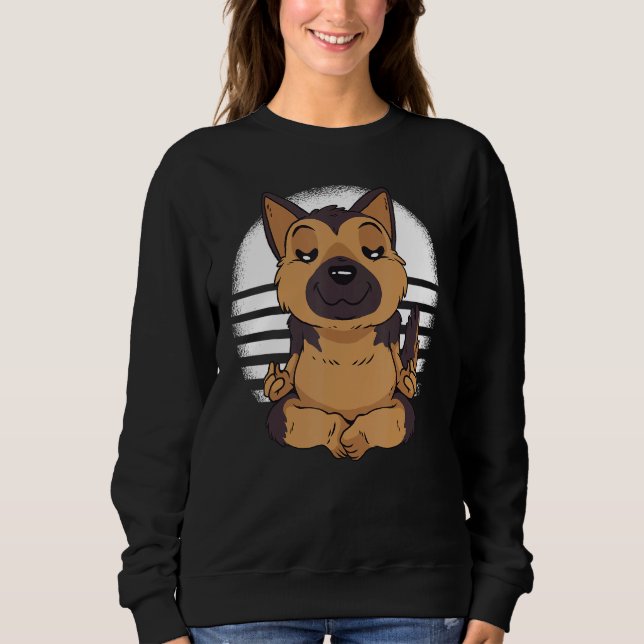 German Shepherd yoga meditation meditate Funny dog Sweatshirt (Vorderseite)