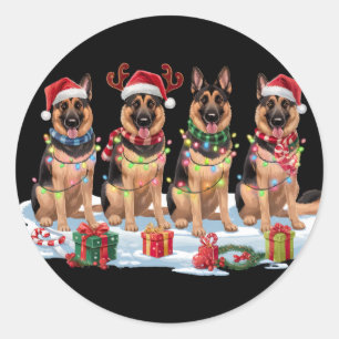 German Shepherds Weihnachtsleuchten - Adorable Des Runder Aufkleber