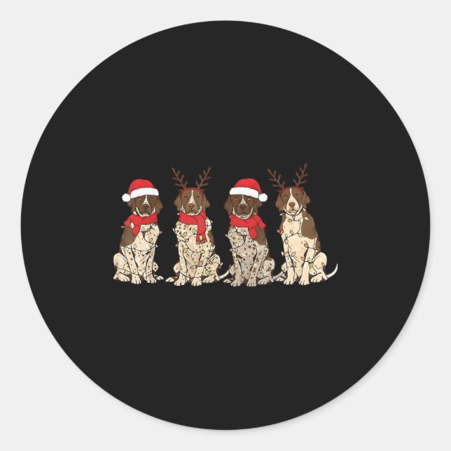 German Shorthair Inter Christmas Gsp Mom Dad  Runder Aufkleber (Vorderseite)