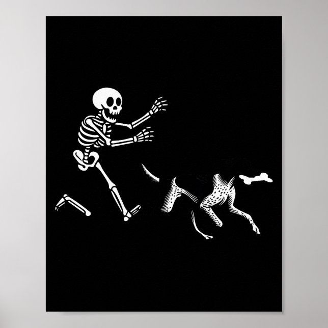 German Shorthaired Inter Running Skeleton Hallowee Poster (Vorne)