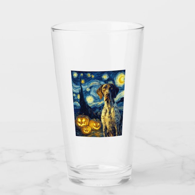 German Shorthaired Pointer 1 Cute Dog Halloween Ja Glas (Vorderseite)