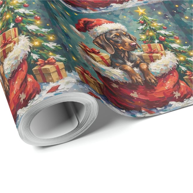 German Shorthaired Pointer Christmas Santa Bag Geschenkpapier (Rolleneckpunkt)