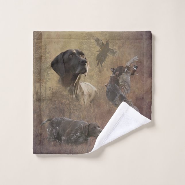 German Shorthaired Pointer , Deutsch Kurzhaar Tape Badhandtuch Set (Waschlappen)