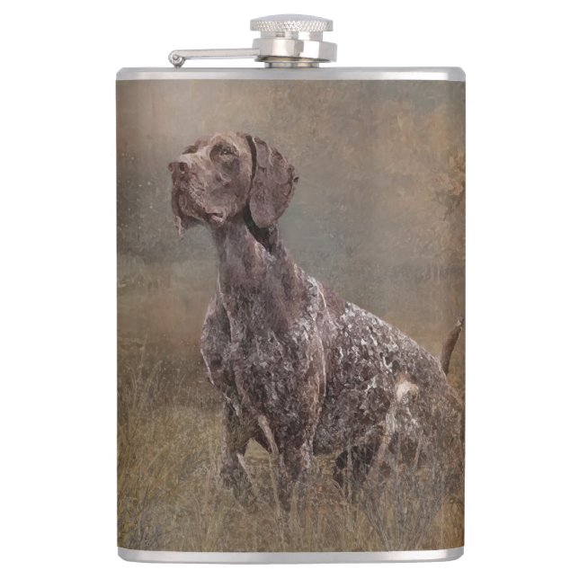 German Shorthaired Pointer , Deutsch Kurzhaar Tape Flachmann (Vorderseite)