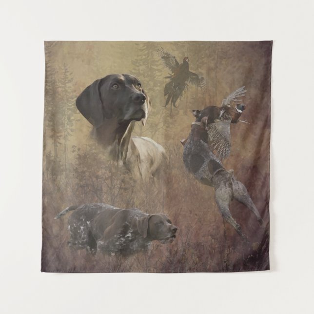 German Shorthaired Pointer , Deutsch Kurzhaar Tape Wandteppich (Vorderseite)