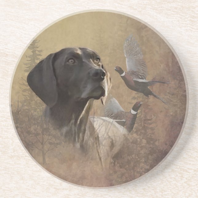 German Shorthaired Pointer ,Deutsch Kurzhaar Tapes Getränkeuntersetzer (Vorne)