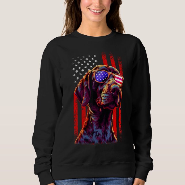 German Shorthaired Pointer Dog American Flag 4th O Sweatshirt (Vorderseite)