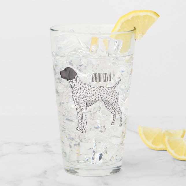 German Shorthaired Pointer dog cartoon Glas (Rückseite Ice)