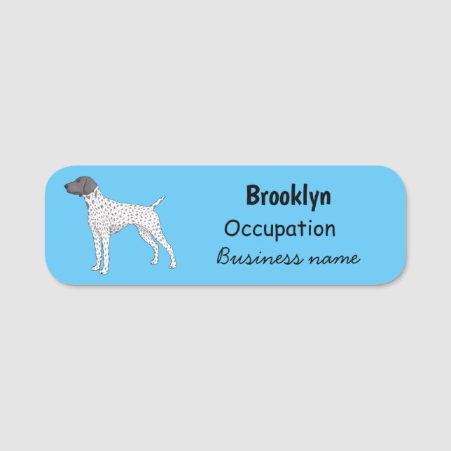 German Shorthaired Pointer dog cartoon Namensschild (Vorderseite)