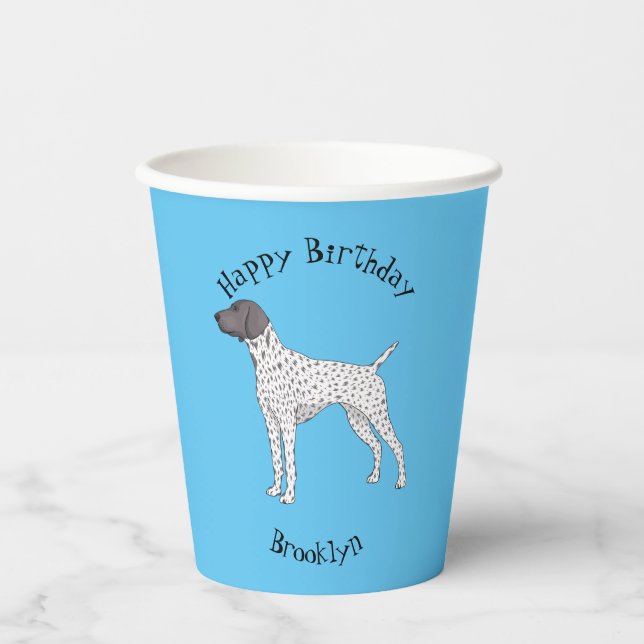 German Shorthaired Pointer dog cartoon Pappbecher (Vorderseite)