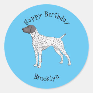 German Shorthaired Pointer dog cartoon Runder Aufkleber