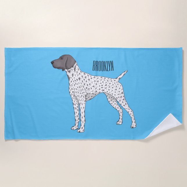 German Shorthaired Pointer dog cartoon Strandtuch (Vorderseite)