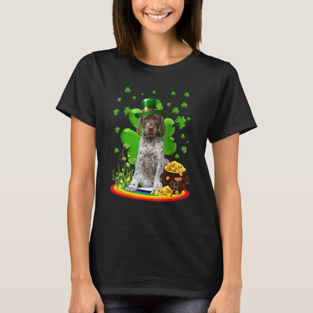 German Shorthaired Pointer Dog Shamrock St Patrick T-Shirt (Vorderseite)