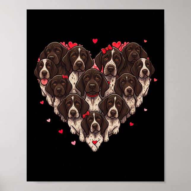German Shorthaired Pointer Heart Valentine Womens  Poster (Vorne)