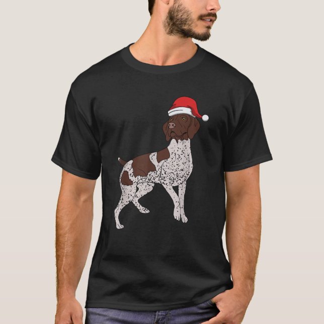 German Shorthaired Pointer in Santa Hat Dog Lover  T-Shirt (Vorderseite)