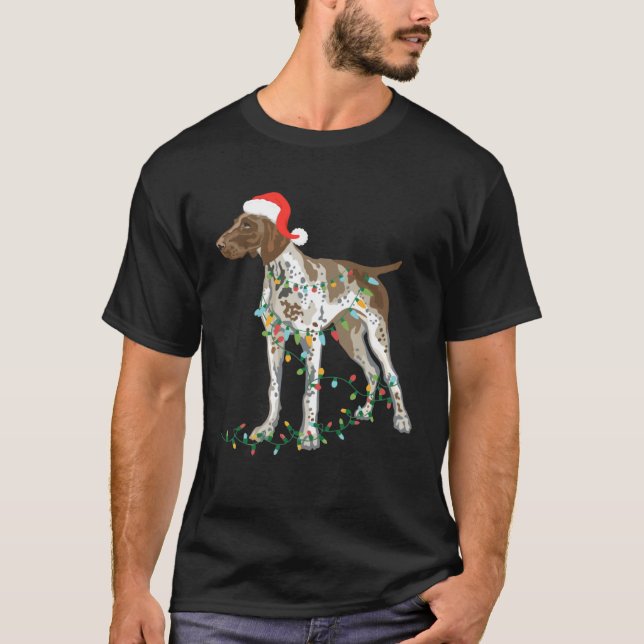 German Shorthaired Pointer Tangled In Christmas Li T-Shirt (Vorderseite)