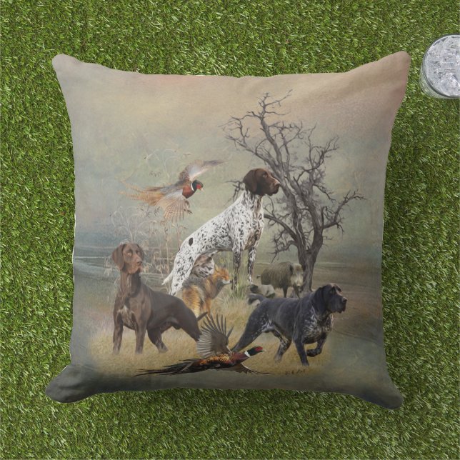 German Shorthaired Pointers (GSP)      Kissen (Gras)