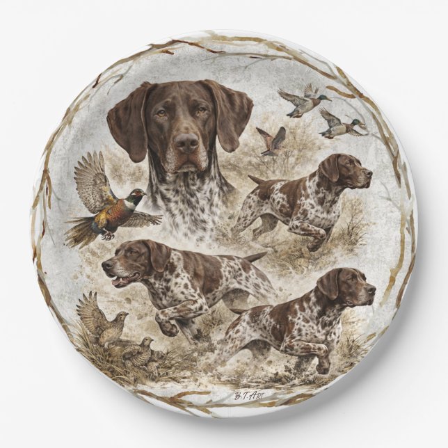 German Shorthaired Pointers  Pappteller (Vorderseite)