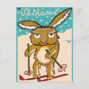 German Ski Bunny Postkarte