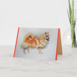 German Spitz Dog Watercolor pet Greetings Card Karte