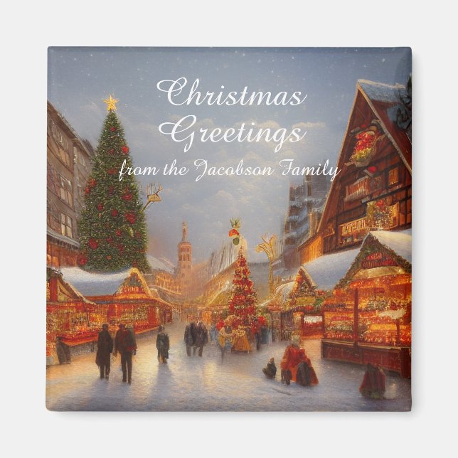 German Style Christmas Market - Grüße Kitsch Magnet (Vorne)