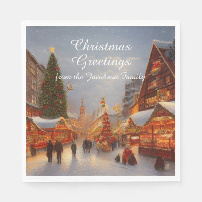 German Style Christmas Market - Grüße Kitsch Serviette (Vorderseite)