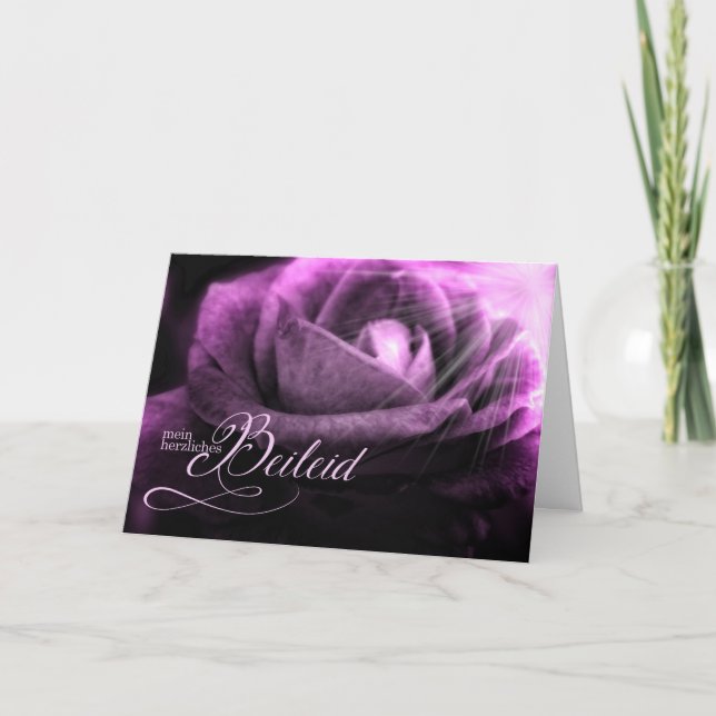 GERMAN Sympathy Deep Lavender Rose Feiertagskarte (Vorderseite)