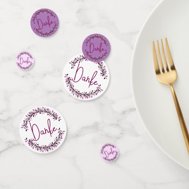 German Typografy Chic Lila Leaf Wreath Konfetti (Gruppe)
