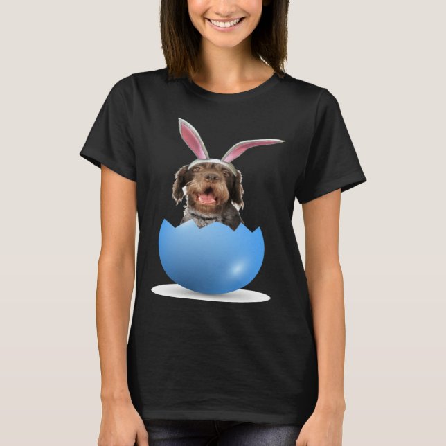 German Wirehaired Pointer Dog Easter Bunny Egg Hun T-Shirt (Vorderseite)