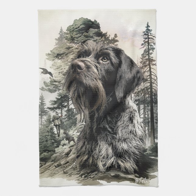 German Wirehaired Pointer Geschirrtuch (Vertikal)