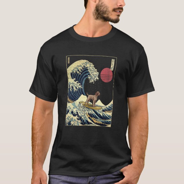 German Wirehaired Pointer Japanese Kanagawa Wave   T-Shirt (Vorderseite)
