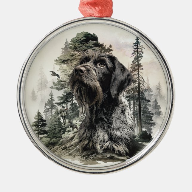 German Wirehaired Pointer Ornament Aus Metall (Vorne)