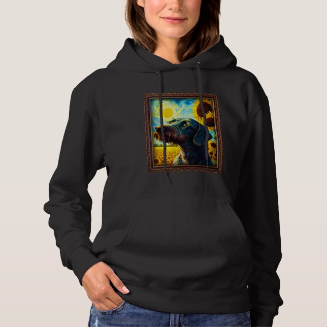 German Wirehaired Pointer Painting Sunflower Flowe Hoodie (Vorderseite)