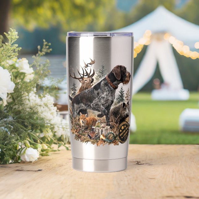 German Wirehaired Pointer Thermobecher (Hochzeit (gedreht))